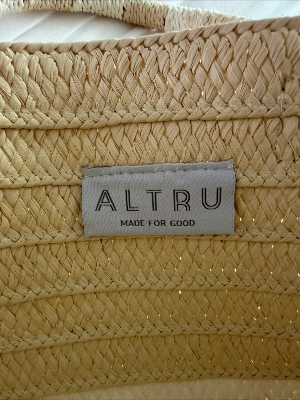 ALTRU Woven Straw Beach Tote Bag Tassel Shoulder Bag Natural Blue